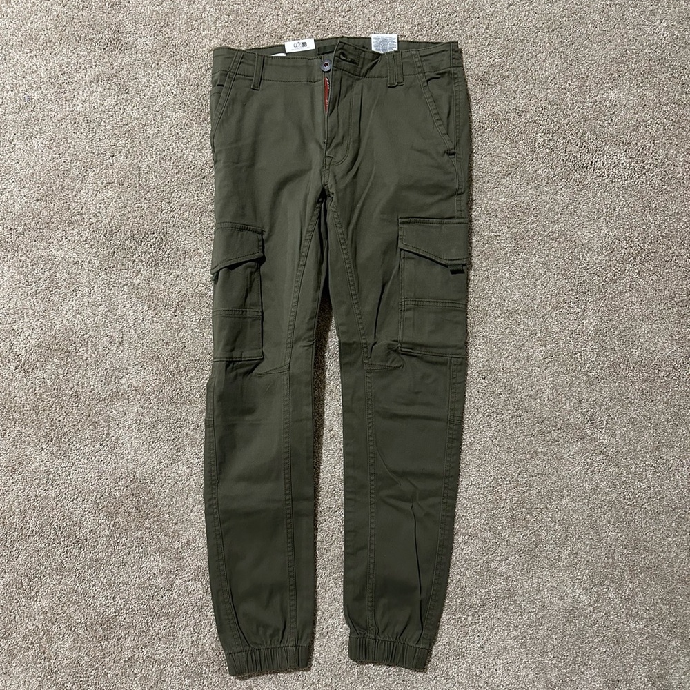 Men's Olive Cargo Jogger Pants NEW